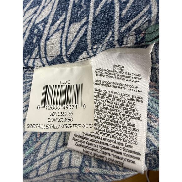 BCBGMaxazria Blue Print Boho Hi-Low Cutout Wing Sleeves Kimono Cardigan Size XS - Picture 8 of 9